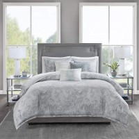 Madison Park Emory 6-Pc. Duvet Set, Full/Queen(90″x90″), Marble Grey