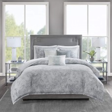 Madison Park Emory 6-Pc. Duvet Set, Full/Queen(90″x90″), Marble Grey