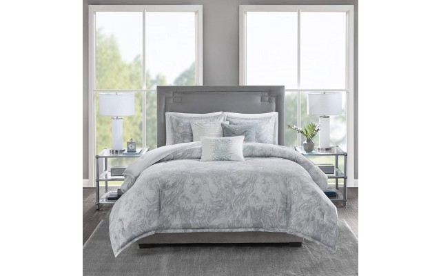  Emory 6-Pc. Duvet Set, Full/Queen(90″x90″), Marble Grey