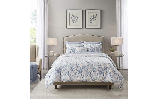  Essentials Sofia Reversible 8-Piece King Comforter Set, King(104″x92″), Sofia, Blue