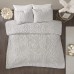  Laetitia 3 Piece Cotton Chenille Medallion Comforter Set, Full/Queen(90″x90″), Floral Grey