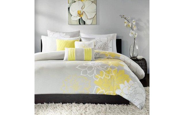  Lola 6-Pc. Duvet Cover Set Bedding, Full/Queen(90″x90″), Yellow