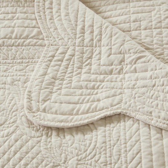  Tuscany Luxury Oversized Quilted Throw with Scalloped Edges Ivory 60×72 Quilted Premium Soft Cozy Microfiber For Bed