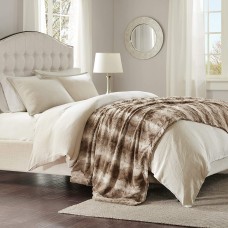 Madison Park Zuri Reversible Oversized 96″ x 80″ Faux-Fur Throw, Tan