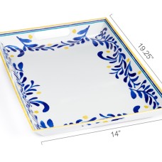 Martha Stewart Collection Vine and Blue Mix & Match Everyday Melamine Collection Vine Handled Tray