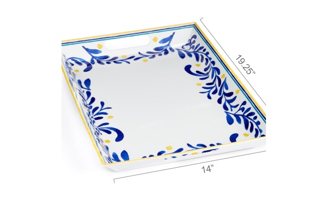  Vine and Blue Mix & Match Everyday Melamine Collection Vine Handled Tray