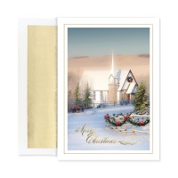 Masterpiece Studios Country Church Boxed Holiday Grating Cards With Envelopes Set of 18