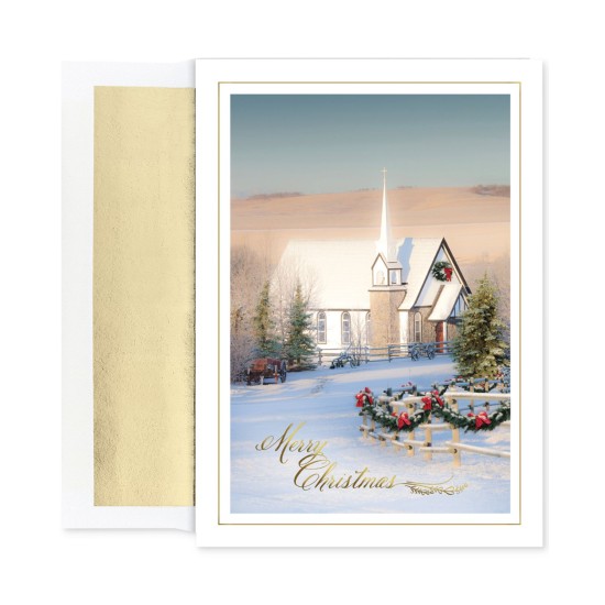  Country Church Boxed Holiday Grating Cards With Envelopes Set of 18