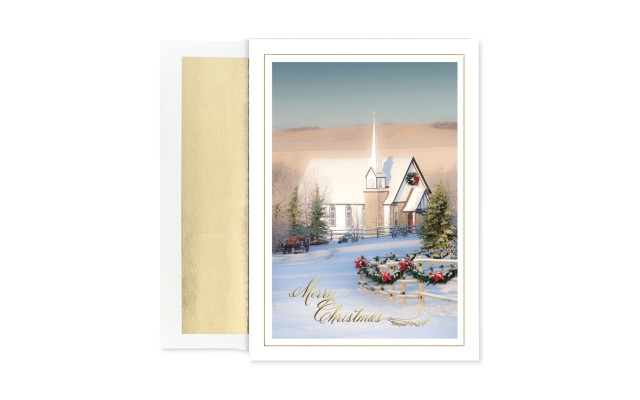  Country Church Boxed Holiday Grating Cards With Envelopes Set of 18