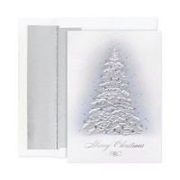 Masterpiece Studios Holiday Collection 16-Count Christmas Cards with Foil Lined Envelopes, Frosted Tree