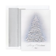 Masterpiece Studios Holiday Collection 16-Count Christmas Cards with Foil Lined Envelopes, Frosted Tree