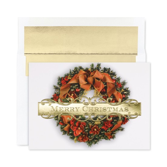  Holiday Collection Christmas Wreath Greeting Card 18-Count