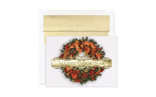  Holiday Collection Christmas Wreath Greeting Card 18-Count