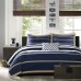 Mizone Ashton Duvet Cover Set, Navy, Full/Queen