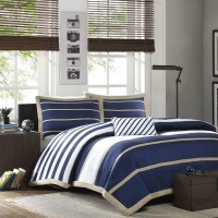 Mizone Ashton Duvet Cover Set, Navy, King/Cal King