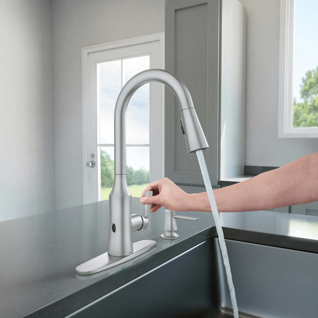 Moen MotionSense Wave Technology Cadia Touchless Kitchen Faucet 87869EWSRS   Moen Motionsense Wave Technology Cadia Touchless Kitchen Faucet 87869ewsrs 972281565 1100x1100 