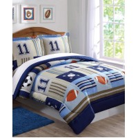 My World Denim and Khaki Sports Twin Comforter Set Bedding