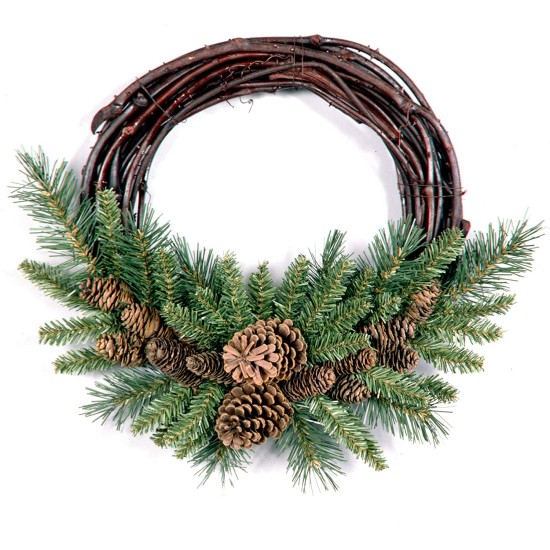  16″ Pine Cone Grapevine Wreath