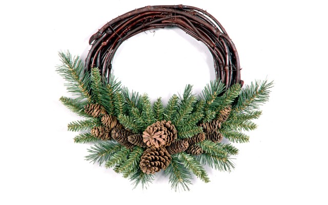  16″ Pine Cone Grapevine Wreath