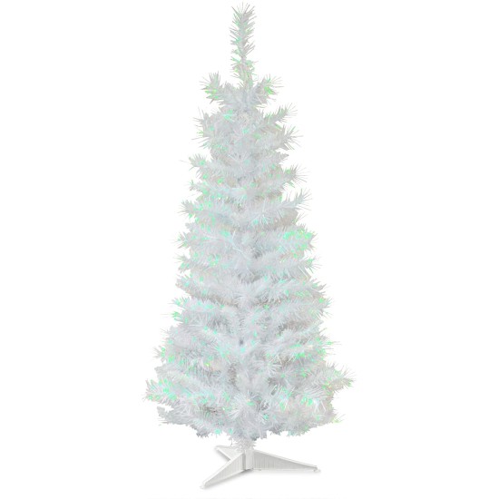  Tree Company 3′ White Iridescent Tinsel Tree With Plastic Stand