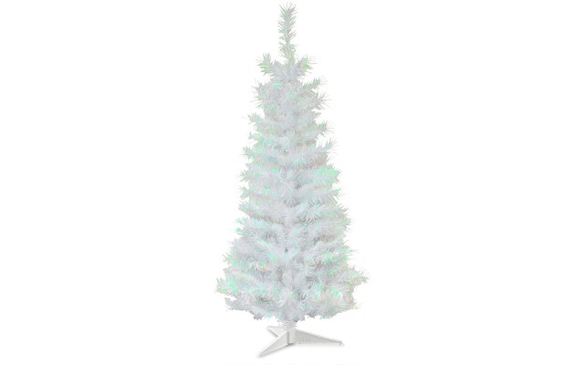  Tree Company 3′ White Iridescent Tinsel Tree With Plastic Stand