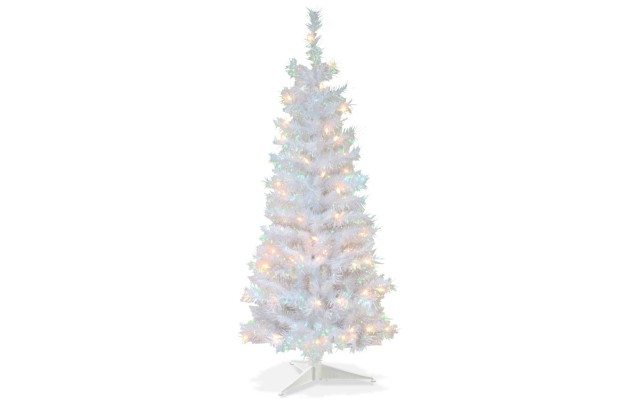  Company 4′ White Iridescent Tinsel Tree With Plastic Stand & 70 Cl