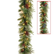 National Tree Company ‘Feel Real’ Pre-lit Artificial Christmas Garland | Flocked with Mixed Decorations and Lights | Colonial – 9 ft