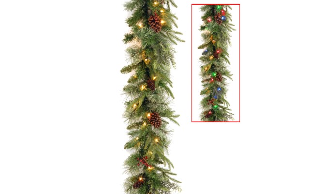  Company ‘Feel Real’ Pre-lit Artificial Christmas Garland | Flocked with Mixed Decorations and Lights | Colonial – 9 ft