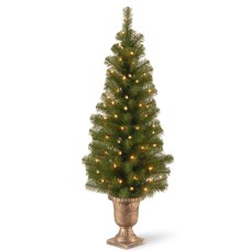 National Tree Company Pre-lit Artificial Tree For Entrances and Christmas| Includes Pre-strung White Lights | Montclair Spruce – 4 ft