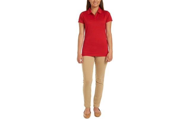  Juniors Uniform Short Sleeve Performance Polo (Red, 3/5)