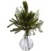  4546-S2 Mixed Pine in Glass Vase, 2 Piece