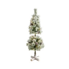 Nearly Natural Flocked Artificial Christmas Tree Topiary with 50 Warm Led Lights