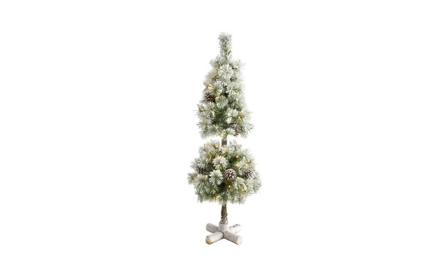  Flocked Artificial Christmas Tree Topiary with 50 Warm Led Lights