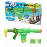 NERF Fortnite SMG-Zesty Elite Dart Blaster — Removable Stock and Barrel, Removable 10-Dart Clip, 10 Official Elite Darts