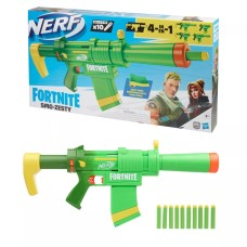 NERF Fortnite SMG-Zesty Elite Dart Blaster — Removable Stock and Barrel, Removable 10-Dart Clip, 10 Official Elite Darts