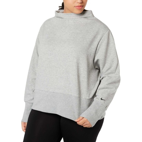  Women’s Plus Size Fleece Funnel-Neck Training Blouse Pullover Shirt Tops