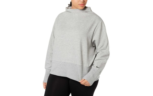  Women’s Plus Size Fleece Funnel-Neck Training Blouse Pullover Shirt Tops