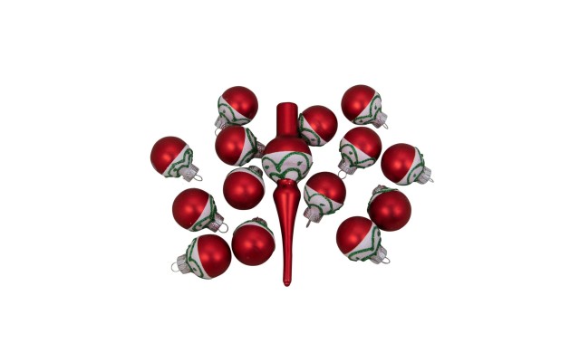  15 Count Frosted Tree Topper with Christmas Ball Ornaments