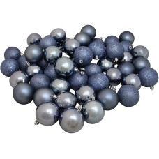 Northlight 60ct Shatterproof Denim Blue 4-Finish Christmas Ball Ornaments 2.5″ 60mm