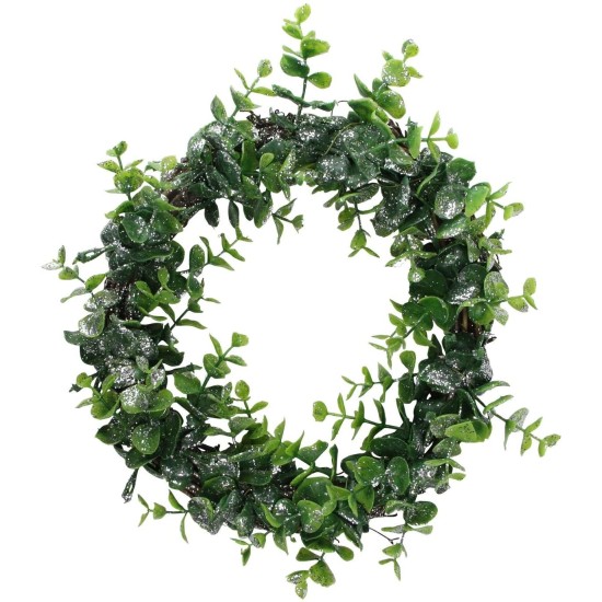  8.75″ Sparkling Silver and Green Grass Decorative Christmas Wreath
