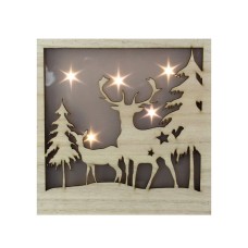 Northlight Two Deer and Trees Cut-out with Led Lighted Stars Christmas Wood Box