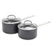 Non-Stick Hard Anodized Saucepan Straining Glass, 4 piece Set