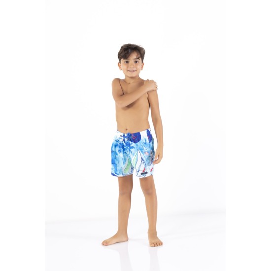 Printed, Solid & Fluorescent Colored Quick Dry Swim Shorts for Boys and Girls, Swim Trunks, Bathing Suits, Swimwear, Swim Shorts for Kids, Sail Blue, 3-4T