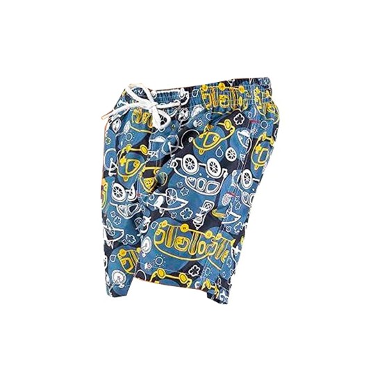 Printed, Solid & Fluorescent Colored Quick Dry Swim Shorts for Boys and Girls, Swim Trunks, Bathing Suits, Swimwear, Swim Shorts for Kids, Blue (Printed), 7-8T