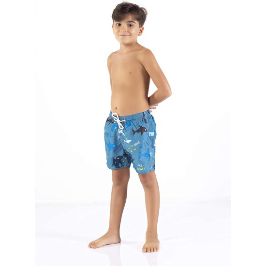 Printed, Solid & Fluorescent Colored Quick Dry Swim Shorts for Boys and Girls, Swim Trunks, Bathing Suits, Swimwear, Swim Shorts for Kids, Shark Blue, 5-6T