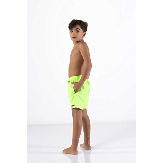 Printed, Solid & Fluorescent Colored Quick Dry Swim Shorts for Boys and Girls, Swim Trunks, Bathing Suits, Swimwear, Swim Shorts for Kids, Fluorescent Green, 3-4T