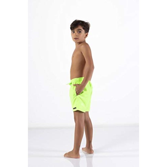 Printed, Solid & Fluorescent Colored Quick Dry Swim Shorts for Boys and Girls, Swim Trunks, Bathing Suits, Swimwear, Swim Shorts for Kids, Fluorescent Green, 9-10T