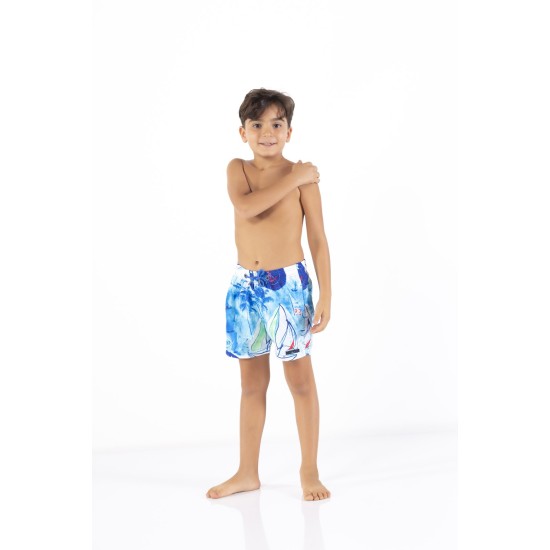 Printed, Solid & Fluorescent Colored Quick Dry Swim Shorts for Boys and Girls, Swim Trunks, Bathing Suits, Swimwear, Swim Shorts for Kids, Sail Blue, 11-12T