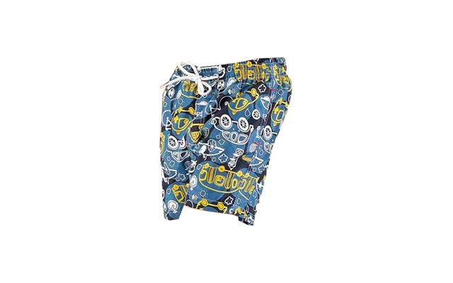 Printed, Solid & Fluorescent Colored Quick Dry Swim Shorts for Boys and Girls, Swim Trunks, Bathing Suits, Swimwear, Swim Shorts for Kids, Blue (Printed), 5-6T