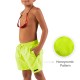 Printed, Solid &#038; Fluorescent Colored Quick Dry Swim Shorts for Boys and Girls, Swim Trunks, Bathing Suits, Swimwear, Swim Shorts for Kids, 2pc - Green/Red, 9-10T